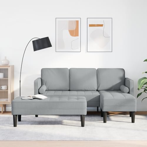 Qnhdfrt L-förmige Sofagarnitur mit Kissen Hellgrau 2-TLG. Modernes Modulares Design für Wohnzimmer Platz für 4 Personen Hochdichte Schaumkissen Fleckenbeständiger Polyesterstoff Elegante Sitzecke von Qnhdfrt
