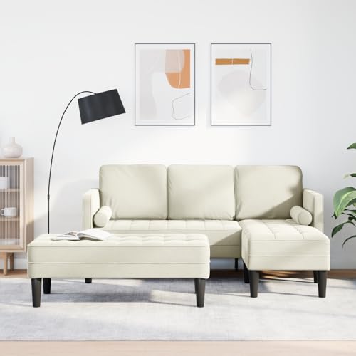 Qnhdfrt L-förmiges Sofa Set mit Bank und Kissen in Creme Samt, Garten Sofa Couch für Innen Außen, Bequemes Lounge Möbel für Balkon Wohnzimmer Qnhdfrt L-förmiges Sofa Set mit Bank und Kissen in Creme Samt, Garten Sofa Couch für Innen Außen, Bequemes Lounge Möbel für Balkon Wohnzimmer von Qnhdfrt
