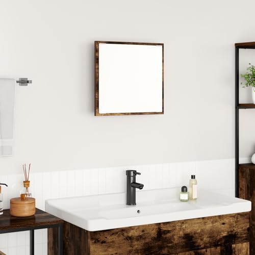 Qnhdfrt LED Badspiegel Geräucherte Eiche 40x8.5x37 cm USB-betrieben mit Kaltweiß Beleuchtung für Badezimmer Wandmontage Modernes Design von Qnhdfrt