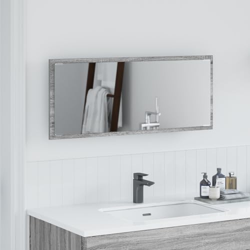 Qnhdfrt LED Badspiegel mit Integrierter Beleuchtung Grau Sonoma Rechteckig 90x8,5x37 cm für Badezimmer Wandmontage Modernes Design Praktische Schminkhilfe von Qnhdfrt