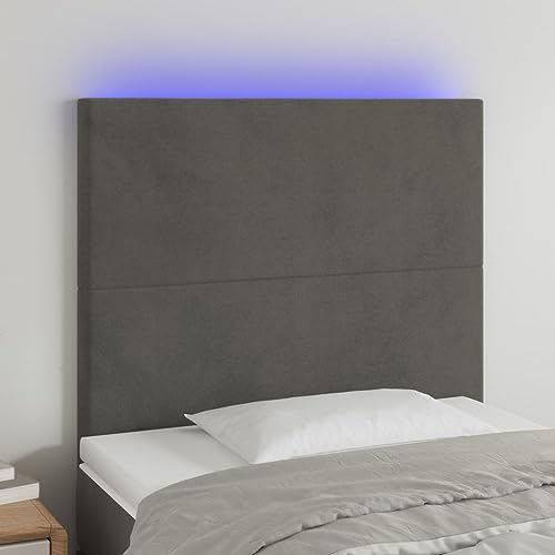 Qnhdfrt LED Bettkopfteil 90x118 cm Dunkelgrau Samt Höhenverstellbar Bunte Beleuchtung Modernes Design für Schlafzimmer und Gästezimmer Qnhdfrt LED Bettkopfteil 90x118 cm Dunkelgrau Samt Höhenverstellbar Bunte Beleuchtung Modernes Design für Schlafzimmer und Gästezimmer von Qnhdfrt