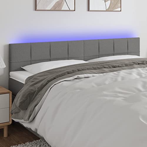 Qnhdfrt LED Bettkopfteil Dunkelgrau 160x5x78/88 cm mit Höhenverstellung und Farbenfrohen LEDs Modernes Design aus Strapazierfähigem Stoff für Schlafzimmer und Jugendzimmer von Qnhdfrt