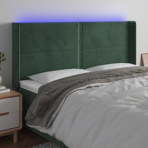 Qnhdfrt LED Bettkopfteil Dunkelgrün 203 x 16 x 118/128 cm Samt Höhenverstellbar Bunte LED Rückenlehne Bequemes Wandpolster Modernes Design für Schlafzimmer Qnhdfrt LED Bettkopfteil Dunkelgrün 203 x 16 x 118/128 cm Samt Höhenverstellbar Bunte LED Rückenlehne Bequemes Wandpolster Modernes Design für Schlafzimmer von Qnhdfrt