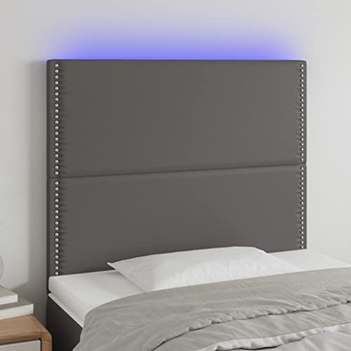 Qnhdfrt LED Bettkopfteil Grau 90x118/128 cm Kunstleder mit Farbwechsel Beleuchtung Höhenverstellbar Modernes Design für Schlafzimmer Teenager und Gästezimmer von Qnhdfrt