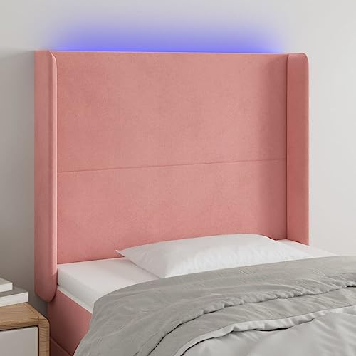 Qnhdfrt LED Bettkopfteil Rosa 103x16x118/128 cm Samt mit höhenverstellbarem Beleuchtungsbett Rückenlehne für modernes Schlafzimmer von Qnhdfrt