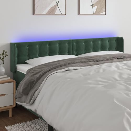 Qnhdfrt LED Bettkopfteil Samt Dunkelgrün 163x16x78/88 cm Höhenverstellbar mit Buntem Lichtstreifen Breite Rückenlehne für Schlafzimmer und Gästezimmer Qnhdfrt LED Bettkopfteil Samt Dunkelgrün 163x16x78/88 cm Höhenverstellbar mit Buntem Lichtstreifen Breite Rückenlehne für Schlafzimmer und Gästezimmer von Qnhdfrt
