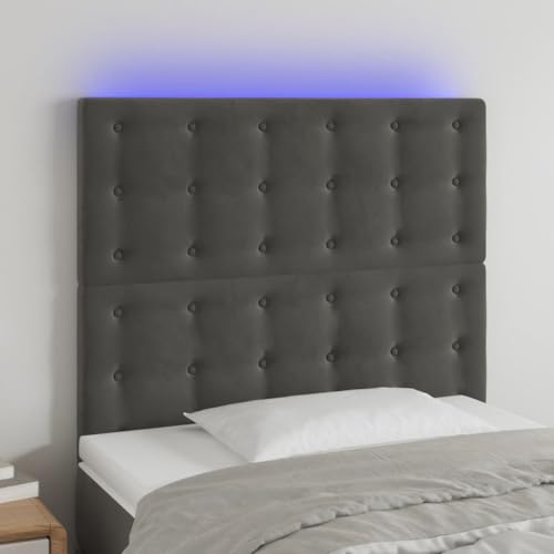 Qnhdfrt LED Bettkopfteil Samt dunkelgrau 90x5x118/128 cm höhenverstellbar mit bunten LEDs und USB Anschluss Modernes Design für Schlafzimmer und Jugendzimmer Qnhdfrt LED Bettkopfteil Samt dunkelgrau 90x5x118/128 cm höhenverstellbar mit bunten LEDs und USB Anschluss Modernes Design für Schlafzimmer und Jugendzimmer von Qnhdfrt