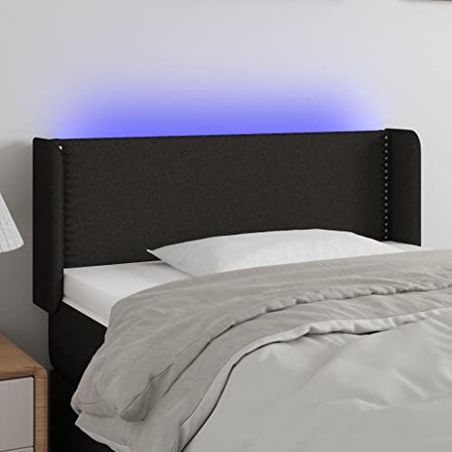 Qnhdfrt LED Bettkopfteil Schwarz 103x78/88 cm Höhenverstellbares Wandpolster aus Polyester & Lärchenholz mit bunten LEDs Modernes Design für Schlafzimmer und Gästezimmer von Qnhdfrt