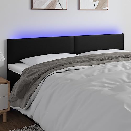 Qnhdfrt LED Bettkopfteil Schwarz 200x5x78/88 cm höhenverstellbar aus Kunstleder mit bunten LEDs Modernes Design pflegeleicht und langlebig für Schlafzimmer und Gästezimmer von Qnhdfrt