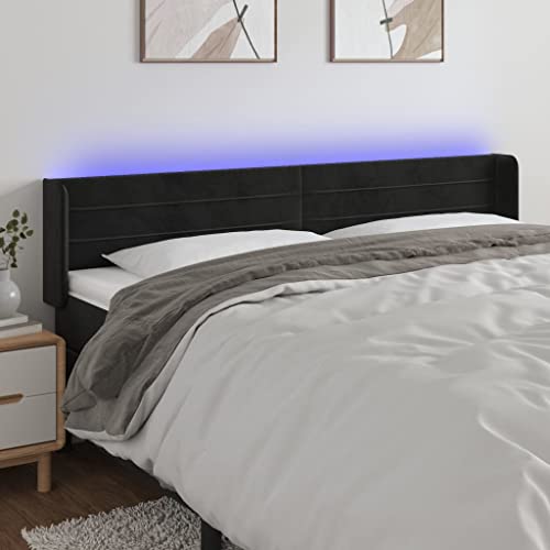 Qnhdfrt LED Bettkopfteil Schwarz 203x16x78/88 cm Samt mit bunten RGB Leuchten Höhenverstellbar & Zuschneidbar Modernes Headboard für Doppelbett und Schlafzimmer Qnhdfrt LED Bettkopfteil Schwarz 203x16x78/88 cm Samt mit bunten RGB Leuchten Höhenverstellbar & Zuschneidbar Modernes Headboard für Doppelbett und Schlafzimmer von Qnhdfrt