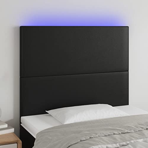 Qnhdfrt LED Bettkopfteil Schwarz 90x5x118/128 cm Kunstleder mit höhenverstellbarem Design und bunten LEDs Modernes Wohnaccessoire für Schlafzimmer von Qnhdfrt