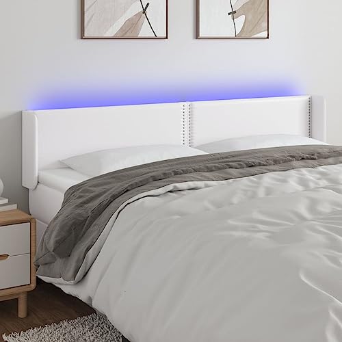 Qnhdfrt LED Bettkopfteil Weiß 203 cm Modernes Kunstleder Kopfteil mit Farbwechsel LEDs Höhenverstellbar 78–88 cm Breite Rückenlehne für Schlafzimmer und Gästezimmer Qnhdfrt LED Bettkopfteil Weiß 203 cm Modernes Kunstleder Kopfteil mit Farbwechsel LEDs Höhenverstellbar 78–88 cm Breite Rückenlehne für Schlafzimmer und Gästezimmer von Qnhdfrt