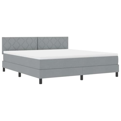 Qnhdfrt LED Boxspringbett mit Matratze Hellgrau 180x200 cm Stoff Modernes Design mit Integrierter Beleuchtung Robuste Konstruktion bis 200 kg für Schlafzimmer von Qnhdfrt