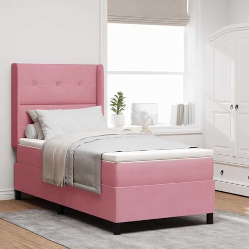 Qnhdfrt LED Boxspringbett mit Samtmatratze 90x190 cm Pink Rechteckig Einzelbett mit Taschenfedern und waschbarem Bezug für Schlafzimmer Qnhdfrt LED Boxspringbett mit Samtmatratze 90x190 cm Pink Rechteckig Einzelbett mit Taschenfedern und waschbarem Bezug für Schlafzimmer von Qnhdfrt