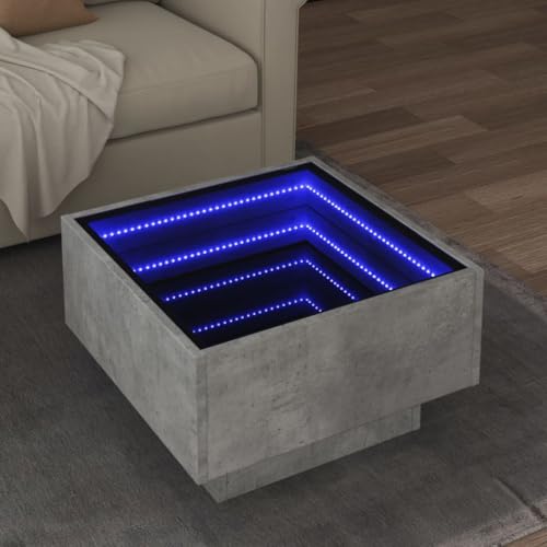 Qnhdfrt LED Couchtisch Beistelltisch Betongrau 50x50x30 cm mit Infinity Spiegel und RGB Beleuchtung aus Holzwerkstoff Moderner Kleiner Tisch für Wohnzimmer Schlafzimmer Flur Qnhdfrt LED Couchtisch Beistelltisch Betongrau 50x50x30 cm mit Infinity Spiegel und RGB Beleuchtung aus Holzwerkstoff Moderner Kleiner Tisch für Wohnzimmer Schlafzimmer Flur von Qnhdfrt