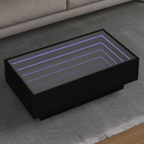 Qnhdfrt LED Couchtisch Beistelltisch mit Infinity Spiegel Schwarz 90x50x30 cm Holzwerkstoff Robuste Tischplatte RGB Beleuchtung für Wohnzimmer Schlafzimmer Qnhdfrt LED Couchtisch Beistelltisch mit Infinity Spiegel Schwarz 90x50x30 cm Holzwerkstoff Robuste Tischplatte RGB Beleuchtung für Wohnzimmer Schlafzimmer von Qnhdfrt