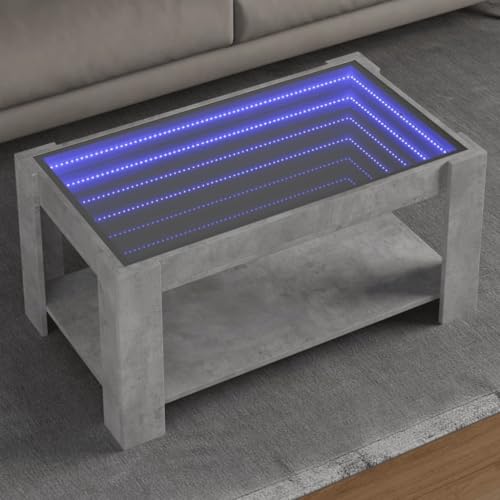Qnhdfrt LED Couchtisch Betongrau mit Infinity Spiegel RGB Beleuchtung 93x53x45 cm aus Holzwerkstoff und Glas für Wohnzimmer Schlafzimmer als Beistelltisch Nachttisch Qnhdfrt LED Couchtisch Betongrau mit Infinity Spiegel RGB Beleuchtung 93x53x45 cm aus Holzwerkstoff und Glas für Wohnzimmer Schlafzimmer als Beistelltisch Nachttisch von Qnhdfrt