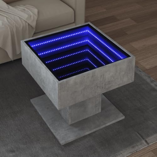 Qnhdfrt LED Couchtisch Betongrau mit Infinity Spiegel und RGB Beleuchtung 50x50x45 cm Holzwerkstoff Tisch für Wohnzimmer Schlafzimmer Qnhdfrt LED Couchtisch Betongrau mit Infinity Spiegel und RGB Beleuchtung 50x50x45 cm Holzwerkstoff Tisch für Wohnzimmer Schlafzimmer von Qnhdfrt