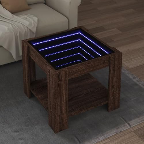 Qnhdfrt LED Couchtisch Braun Eichen-Optik 53x53x45 cm Holzwerkstoff mit RGB-Beleuchtung und Infinity-Spiegel, robuster Beistelltisch für Wohnzimmer Schlafzimmer Flur Qnhdfrt LED Couchtisch Braun Eichen-Optik 53x53x45 cm Holzwerkstoff mit RGB-Beleuchtung und Infinity-Spiegel, robuster Beistelltisch für Wohnzimmer Schlafzimmer Flur von Qnhdfrt