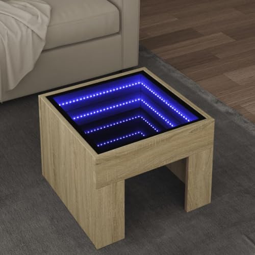 Qnhdfrt LED Couchtisch Klein Infinity Spiegel Beistelltisch mit RGB Beleuchtung 40x40x30 cm Sonoma Eiche Holzwerkstoff Glas Mehrzwecktisch für Wohnzimmer Schlafzimmer Qnhdfrt LED Couchtisch Klein Infinity Spiegel Beistelltisch mit RGB Beleuchtung 40x40x30 cm Sonoma Eiche Holzwerkstoff Glas Mehrzwecktisch für Wohnzimmer Schlafzimmer von Qnhdfrt