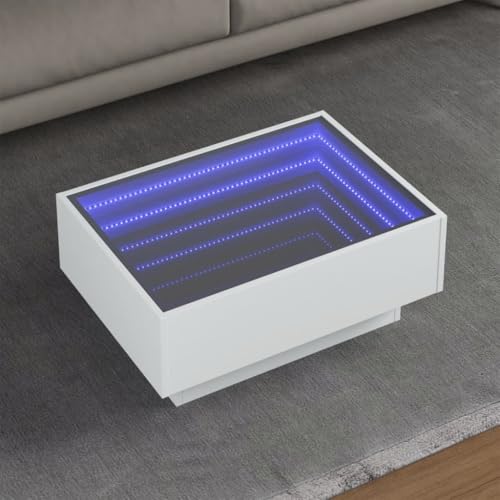Qnhdfrt LED Couchtisch Weiß 70x50x30 cm mit Infinity Spiegel RGB LED Beleuchtung aus Holzwerkstoff und Glas für Wohnzimmer Schlafzimmer als Beistelltisch oder Nachttisch Qnhdfrt LED Couchtisch Weiß 70x50x30 cm mit Infinity Spiegel RGB LED Beleuchtung aus Holzwerkstoff und Glas für Wohnzimmer Schlafzimmer als Beistelltisch oder Nachttisch von Qnhdfrt