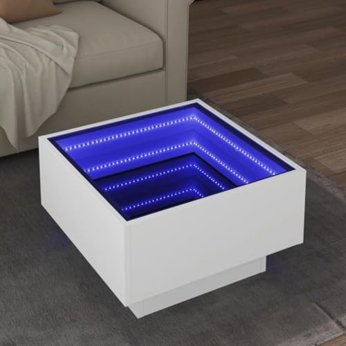 Qnhdfrt LED Couchtisch Weiß mit Infinity Spiegel und RGB Beleuchtung 50x50x30 cm Beistelltisch aus Holzwerkstoff für Wohnzimmer Schlafzimmer Qnhdfrt LED Couchtisch Weiß mit Infinity Spiegel und RGB Beleuchtung 50x50x30 cm Beistelltisch aus Holzwerkstoff für Wohnzimmer Schlafzimmer von Qnhdfrt