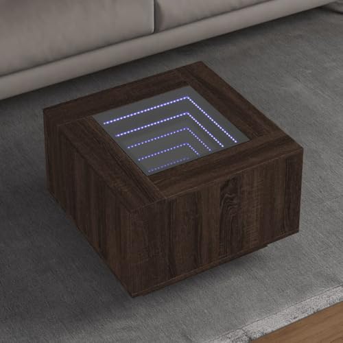 Qnhdfrt LED Couchtisch mit Infinity Spiegel 60x60x40 cm Braun Eichen-Optik Holzwerkstoff Glas RGB Beleuchtung Beistelltisch für Wohnzimmer Qnhdfrt LED Couchtisch mit Infinity Spiegel 60x60x40 cm Braun Eichen-Optik Holzwerkstoff Glas RGB Beleuchtung Beistelltisch für Wohnzimmer von Qnhdfrt