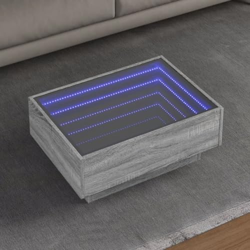 Qnhdfrt LED Couchtisch mit Infinity Spiegel Grau Sonoma 70x50x30 cm Holzwerkstoff RGB Beleuchtung Beistelltisch Nachttisch für Wohnzimmer Schlafzimmer Qnhdfrt LED Couchtisch mit Infinity Spiegel Grau Sonoma 70x50x30 cm Holzwerkstoff RGB Beleuchtung Beistelltisch Nachttisch für Wohnzimmer Schlafzimmer von Qnhdfrt