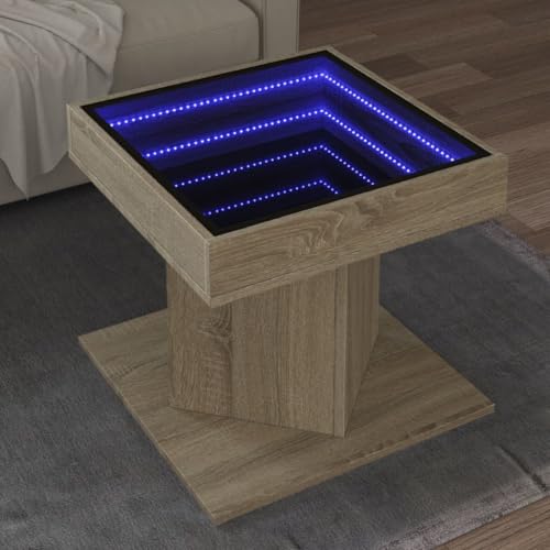 Qnhdfrt LED Couchtisch mit Infinity Spiegel RGB Beleuchtung Sonoma Eiche 50x50x45 cm Robuster Holzwerkstoff Tisch Vielseitig als Beistelltisch oder Nachttisch für Wohnzimmer Schlafzimmer Qnhdfrt LED Couchtisch mit Infinity Spiegel RGB Beleuchtung Sonoma Eiche 50x50x45 cm Robuster Holzwerkstoff Tisch Vielseitig als Beistelltisch oder Nachttisch für Wohnzimmer Schlafzimmer von Qnhdfrt