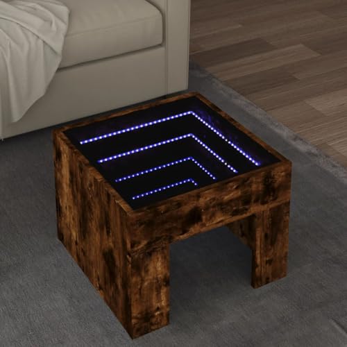 Qnhdfrt LED Couchtisch mit Infinity-Spiegel Räuchereiche 40x40x30 cm aus Holzwerkstoff und Glas für Beistelltisch im Wohnzimmer Schlafzimmer Qnhdfrt LED Couchtisch mit Infinity-Spiegel Räuchereiche 40x40x30 cm aus Holzwerkstoff und Glas für Beistelltisch im Wohnzimmer Schlafzimmer von Qnhdfrt