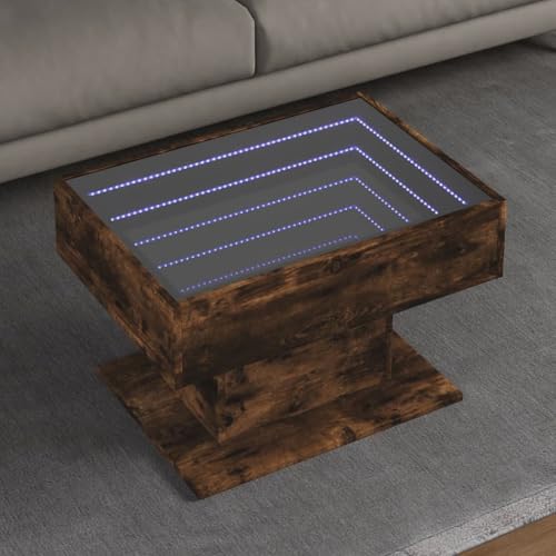 Qnhdfrt LED Couchtisch mit Infinity Spiegel und RGB Beleuchtung Räuchereiche 70x50x45 cm aus Holzwerkstoff und Glas für Wohnzimmer Beistelltisch Multifunktional Qnhdfrt LED Couchtisch mit Infinity Spiegel und RGB Beleuchtung Räuchereiche 70x50x45 cm aus Holzwerkstoff und Glas für Wohnzimmer Beistelltisch Multifunktional von Qnhdfrt