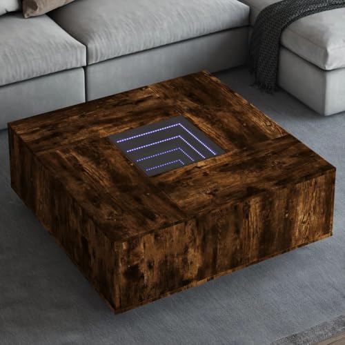 Qnhdfrt LED Infinity Couchtisch mit RGB Beleuchtung Holzwerkstoff Glas 100x100x40 cm Räuchereiche für Wohnzimmer Schlafzimmer als Beistelltisch oder Nachttisch Qnhdfrt LED Infinity Couchtisch mit RGB Beleuchtung Holzwerkstoff Glas 100x100x40 cm Räuchereiche für Wohnzimmer Schlafzimmer als Beistelltisch oder Nachttisch von Qnhdfrt