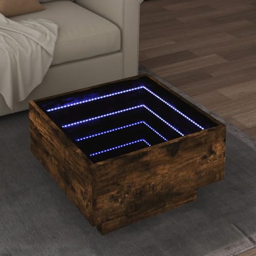Qnhdfrt LED Infinity Spiegel Couchtisch Beistelltisch Räuchereiche 50x50x30 cm Holzwerkstoff mit RGB Beleuchtung Vielseitig für Wohnzimmer Schlafzimmer Qnhdfrt LED Infinity Spiegel Couchtisch Beistelltisch Räuchereiche 50x50x30 cm Holzwerkstoff mit RGB Beleuchtung Vielseitig für Wohnzimmer Schlafzimmer von Qnhdfrt