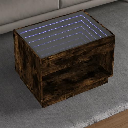 Qnhdfrt LED Infinity Spiegel Couchtisch Beistelltisch Räuchereiche 70x50x50 cm mit RGB Beleuchtung für Wohnzimmer Schlafzimmer Qnhdfrt LED Infinity Spiegel Couchtisch Beistelltisch Räuchereiche 70x50x50 cm mit RGB Beleuchtung für Wohnzimmer Schlafzimmer von Qnhdfrt