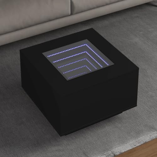 Qnhdfrt LED Infinity Spiegel Couchtisch Schwarz 60x60x40 cm Holzwerkstoff mit RGB Beleuchtung Robuste Glasplatte für Wohnzimmer Schlafzimmer Beistelltisch Qnhdfrt LED Infinity Spiegel Couchtisch Schwarz 60x60x40 cm Holzwerkstoff mit RGB Beleuchtung Robuste Glasplatte für Wohnzimmer Schlafzimmer Beistelltisch von Qnhdfrt