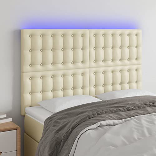Qnhdfrt LED Kopfteil 144x118/128 cm Creme Kunstleder höhenverstellbar mit bunten LEDs und zuschneidbarem Streifen Modernes Design einfache Reinigung für Schlafzimmer und Jugendzimmer Qnhdfrt LED Kopfteil 144x118/128 cm Creme Kunstleder höhenverstellbar mit bunten LEDs und zuschneidbarem Streifen Modernes Design einfache Reinigung für Schlafzimmer und Jugendzimmer von Qnhdfrt