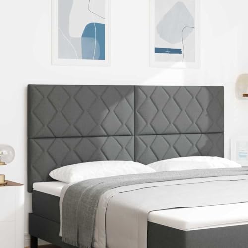 Qnhdfrt LED Kopfteil 180 cm Dunkelgrau Geometrisches Rautenmuster Stoff mit USB Anschluss Modernes Bett Kopfteil Bequemes Wandpolster zum Lesen und Entspannen für Schlafzimmer von Qnhdfrt