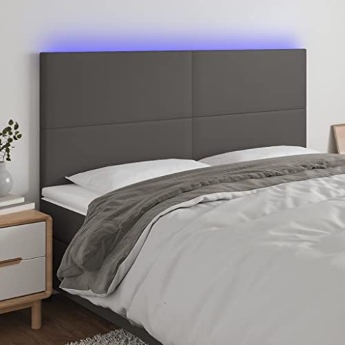 Qnhdfrt LED Kopfteil 200 cm Grau Kunstleder höhenverstellbar Bunte LEDs Flexibler Streifen modernes Design Bequeme Rückenlehne für Schlafzimmer Jugendzimmer Qnhdfrt LED Kopfteil 200 cm Grau Kunstleder höhenverstellbar Bunte LEDs Flexibler Streifen modernes Design Bequeme Rückenlehne für Schlafzimmer Jugendzimmer von Qnhdfrt