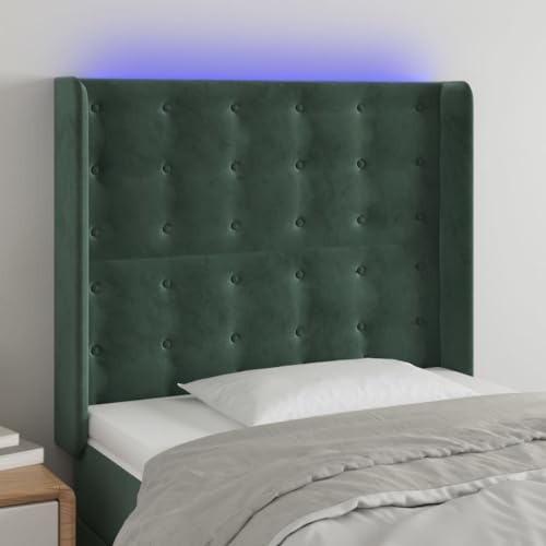 Qnhdfrt LED Kopfteil Bett 103x118/128 cm Dunkelgrün Samt Höhenverstellbar Bunte LED Beleuchtung Modernes Design für Schlafzimmer Qnhdfrt LED Kopfteil Bett 103x118/128 cm Dunkelgrün Samt Höhenverstellbar Bunte LED Beleuchtung Modernes Design für Schlafzimmer von Qnhdfrt