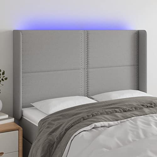 Qnhdfrt LED Kopfteil Bett 147x118/128 cm Hellgrau Modernes Bettkopfteil mit farbigen LEDs Höhenverstellbar und Zuschneidbar für Schlafzimmer von Qnhdfrt