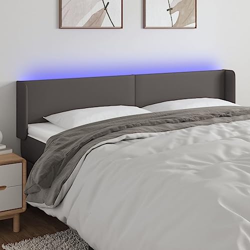 Qnhdfrt LED Kopfteil Bett 163x16x78/88 cm Grau Kunstleder Höhenverstellbar Bunte LEDs Modernes Design Rückenlehne für Schlafzimmer Qnhdfrt LED Kopfteil Bett 163x16x78/88 cm Grau Kunstleder Höhenverstellbar Bunte LEDs Modernes Design Rückenlehne für Schlafzimmer von Qnhdfrt