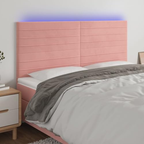 Qnhdfrt LED Kopfteil Bett 180x118 cm Rosa Samt Höhenverstellbar und Bunte LED Beleuchtung Modernes Design Ergonomische Rückenlehne für Schlafzimmer Qnhdfrt LED Kopfteil Bett 180x118 cm Rosa Samt Höhenverstellbar und Bunte LED Beleuchtung Modernes Design Ergonomische Rückenlehne für Schlafzimmer von Qnhdfrt