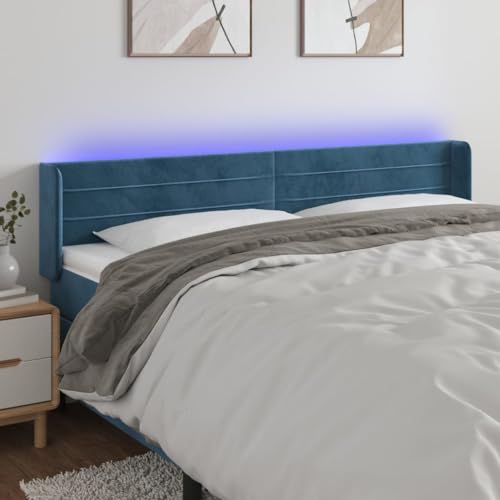 Qnhdfrt LED Kopfteil Bett 183 cm Samt Dunkelblau Höhenverstellbar Modernes Design Bequeme Rückenlehne für Schlafzimmer Wohnung Qnhdfrt LED Kopfteil Bett 183 cm Samt Dunkelblau Höhenverstellbar Modernes Design Bequeme Rückenlehne für Schlafzimmer Wohnung von Qnhdfrt