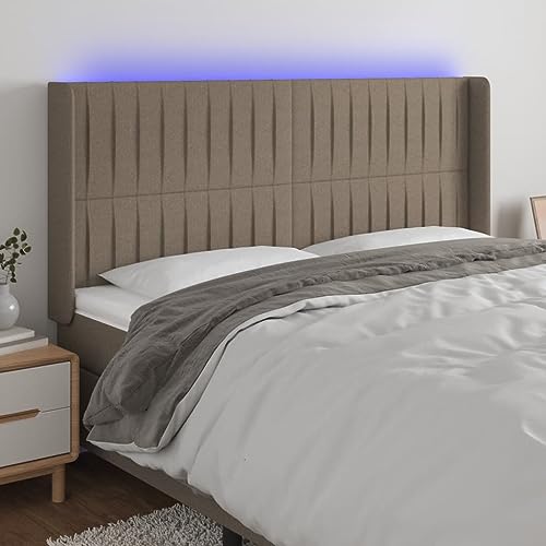 Qnhdfrt LED Kopfteil Bett 183x16x118/128 cm Taupe Moderner Bequemer Stoffkopfschutz mit Farbwechsel LEDs Höhenverstellbar für Schlafzimmer Wohnung Gästezimmer von Qnhdfrt