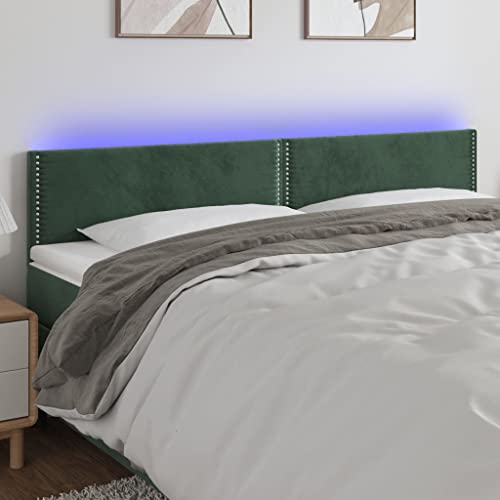 Qnhdfrt LED Kopfteil Bett 200x78/88 cm Samt Dunkelgrün Höhenverstellbar mit USB LED Streifen Modernes Schlafzimmer Design für Doppelbett und Gästezimmer Qnhdfrt LED Kopfteil Bett 200x78/88 cm Samt Dunkelgrün Höhenverstellbar mit USB LED Streifen Modernes Schlafzimmer Design für Doppelbett und Gästezimmer von Qnhdfrt