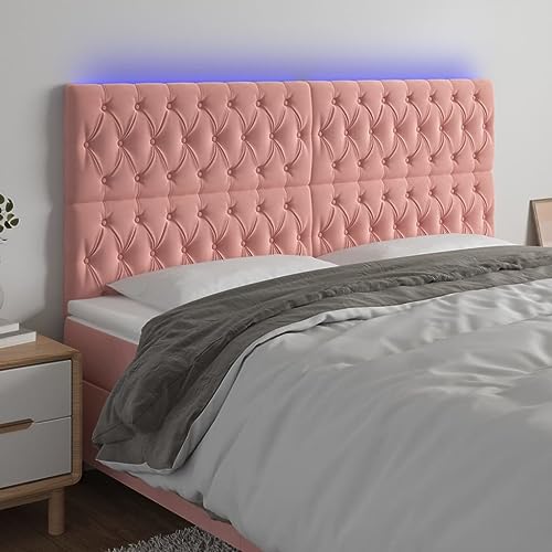 Qnhdfrt LED Kopfteil Bett 200x7x118/128 cm Rosa Samt Höhenverstellbar Bunte Beleuchtung Modernes Wandpolster Bequeme Rückenlehne for Schlafzimmer Jugendzimmer Qnhdfrt LED Kopfteil Bett 200x7x118/128 cm Rosa Samt Höhenverstellbar Bunte Beleuchtung Modernes Wandpolster Bequeme Rückenlehne for Schlafzimmer Jugendzimmer von Qnhdfrt