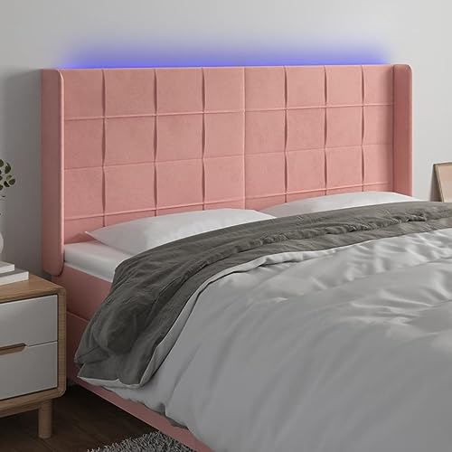 Qnhdfrt LED Kopfteil Bett 203x118 cm Rosa Samt Bequeme Rückenlehne mit bunten RGB LEDs höhenverstellbar für Schlafzimmer Jugendzimmer und Gästezimmer Qnhdfrt LED Kopfteil Bett 203x118 cm Rosa Samt Bequeme Rückenlehne mit bunten RGB LEDs höhenverstellbar für Schlafzimmer Jugendzimmer und Gästezimmer von Qnhdfrt