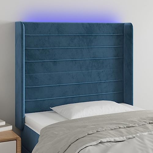Qnhdfrt LED Kopfteil Bett 83x16x118/128 cm Samt Dunkelblau mit farbwechselnden LEDs Höhenverstellbar & Zuschneidbarer Streifen Modernes Design für Schlafzimmer Qnhdfrt LED Kopfteil Bett 83x16x118/128 cm Samt Dunkelblau mit farbwechselnden LEDs Höhenverstellbar & Zuschneidbarer Streifen Modernes Design für Schlafzimmer von Qnhdfrt