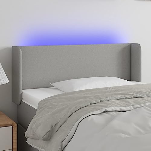 Qnhdfrt LED Kopfteil Bett 83x16x78/88 cm Hellgrau aus strapazierfähigem Stoff mit farbigen LEDs höhenverstellbar modernes Design für Schlafzimmer Qnhdfrt LED Kopfteil Bett 83x16x78/88 cm Hellgrau aus strapazierfähigem Stoff mit farbigen LEDs höhenverstellbar modernes Design für Schlafzimmer von Qnhdfrt
