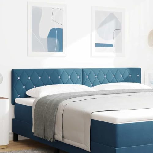 Qnhdfrt LED Kopfteil Bett 90 cm dunkelblauer Samt mit Kristallknöpfen USB C Aufladung wandmontiert modernes Design Bequeme Rückenlehne für Schlafzimmer und Gästezimmer Qnhdfrt LED Kopfteil Bett 90 cm dunkelblauer Samt mit Kristallknöpfen USB C Aufladung wandmontiert modernes Design Bequeme Rückenlehne für Schlafzimmer und Gästezimmer von Qnhdfrt